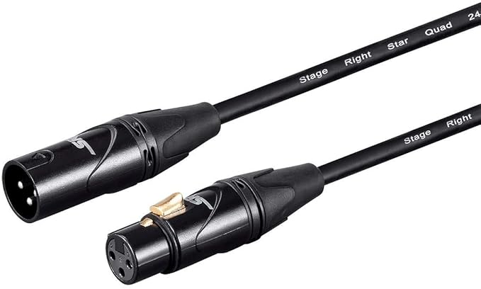 Monoprice Starquad XLR Male to XLR Female Microphone Cable - 35 Feet - Black, 24AWG, Optimized for Analog Audio - Gold Contacts - Stage Right Series