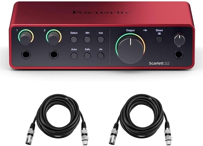 Scarlett 2i2 4th Gen, 2-in, 2-out USB Audio Interface with 2 XLR Cables