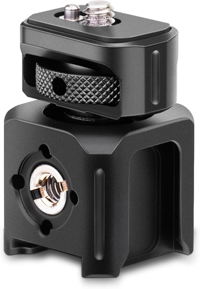 Zeadio Universal Camera Mount with 1/4"-20 Screw, Hot Shoe Adapter, 3/8" Threaded Holes with to 1/4"-20 Threaded Adapter, Light Shoe & Bubble Level for Monitor and Light Mounts etc