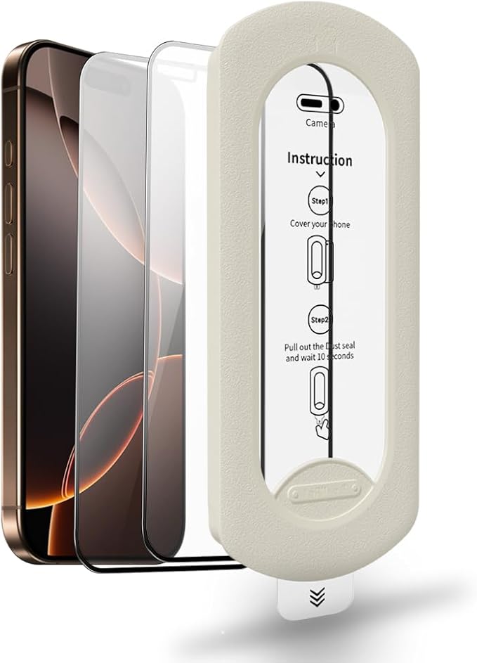Hillinkit 3 Pack Screen Protector for iPhone 16 Pro Max, Bubble & Dust-Free Box, HD Tempered Glass, Military Grade Shatterproof & Ultra Durable, Easy Installation