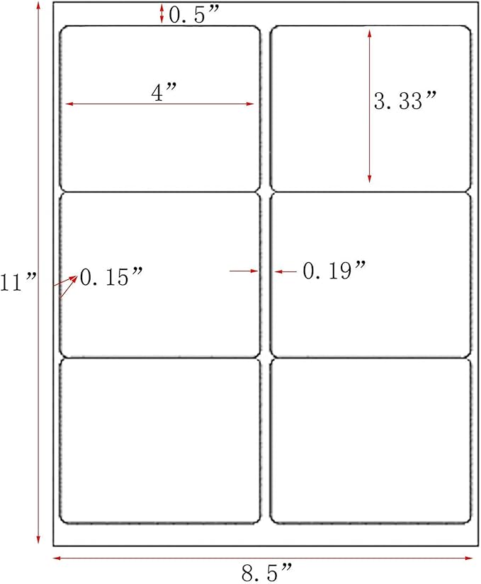 LabelMore 3 1/3 x 4 Labels - 6 Up Self Adhesive Shipping Labels - FBA Labels - 2000 Sheet/ 12000 Labels