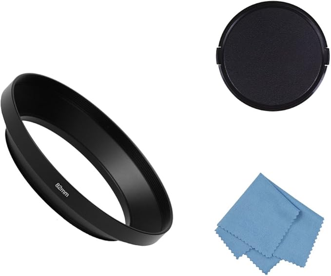 SIOTI 82mm Lens Hood, Oxidation Matte Anti Reflective Treatment, Aluminum Alloy, with 1 * 95mm Lens Cap, Compatible with Sony/Canon/Nikon/Fuji etc >16mm Camera Lens