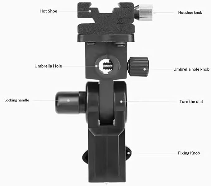 ANGESHA Rotating Flashing Bracket Holder High Strength for Camera Flashing 180 Degree Angles and Umbrella Mount