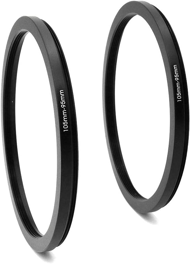 105-95mm Metal Step-Down Adapter Ring, 105mm Lens to 95mm Filter Size Accessories Lens Filter Adapter Ring, 2 Pieces LingoFoto