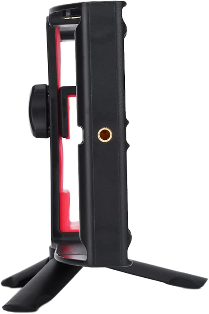 Dual Handle Phone Stabilizer | Adjustable Smartphone Rig with 3 Cold Shoe Mounts/Tripod | Handheld Gimbal for Live Streaming/Vlogging/Film Making | Portable & Sturdy ABS