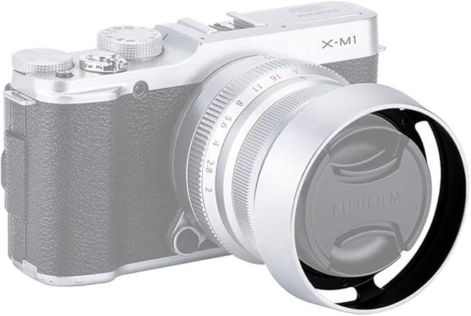 JJC Silver Metal Bayonet Lens Hood for FUJINON XF 35mm F2 R WR/FUJINON XF 23mm F2 R WR, Fuji 35mm F2 Lens Hood, Fuji 23mm F2 Lens Hood, 35mm F2 Hood, 23mm F2 Hood, Replaces Fujifilm LH-XF35-2 Hood
