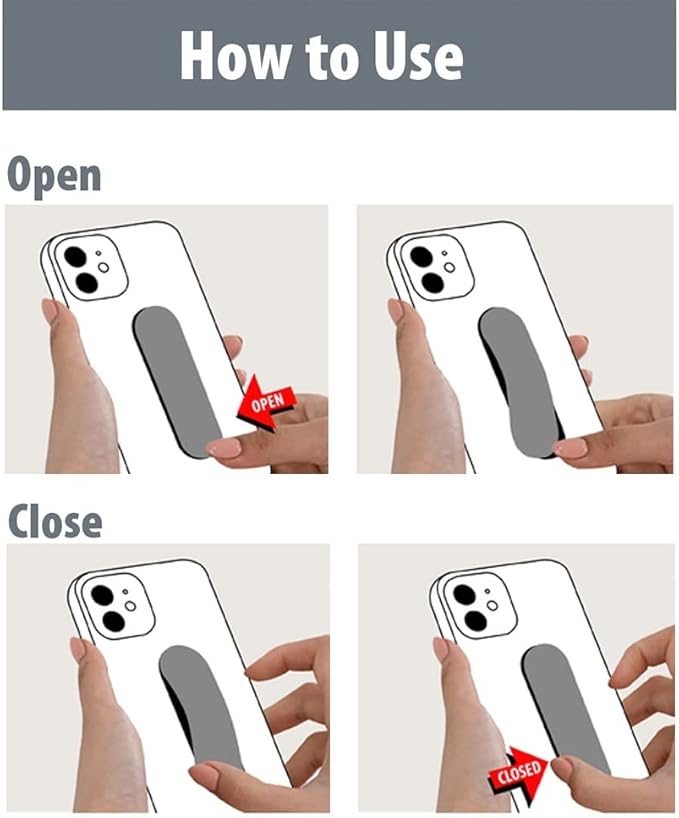 Momostick Flatstick, Cell Phone Finger Grip Strap Holder for Hand, Cell Phone Stand, New Slim Finger Loop Selfie Grip Compatible with Most Smartphones - Glitter Silver