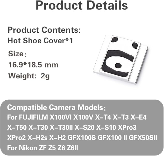 DBZZ Camera hot Shoe Cover for Nikon z7/z6 for fujifilm xpro-3/x100vi /x100v/x100f for Canon EOS R6 M50