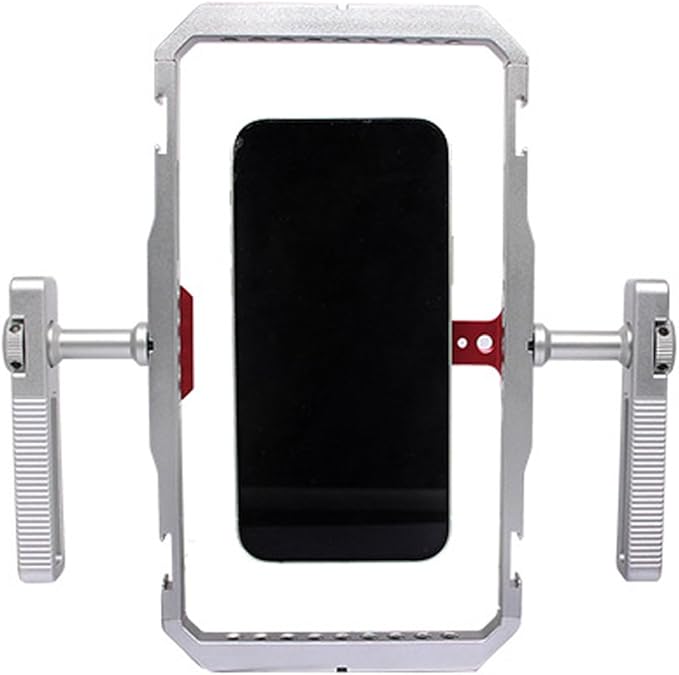 Mobile Phone Cage, Aluminum Alloy Smartphone Video Rig with 4 Cold Shoe Mounts and 28 1/4 Thread Holes, for Vlog Live Streaming and Professional Video Creation