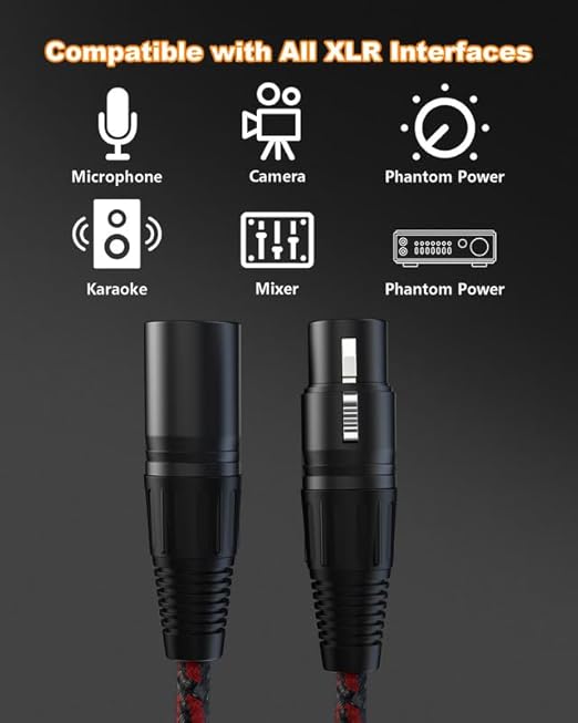 XLR Cables 6 FT 4 Pack, XLR Microphone Cable 3-Pin Male to Female Balanced Mic Cable XLR to XLR Speaker Heavy Duty Mic Patch Cords for Microphones, Mixer, XLR Speaker Systems etc