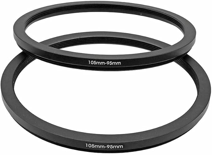 105-95mm Metal Step-Down Adapter Ring, 105mm Lens to 95mm Filter Size Accessories Lens Filter Adapter Ring, 2 Pieces LingoFoto