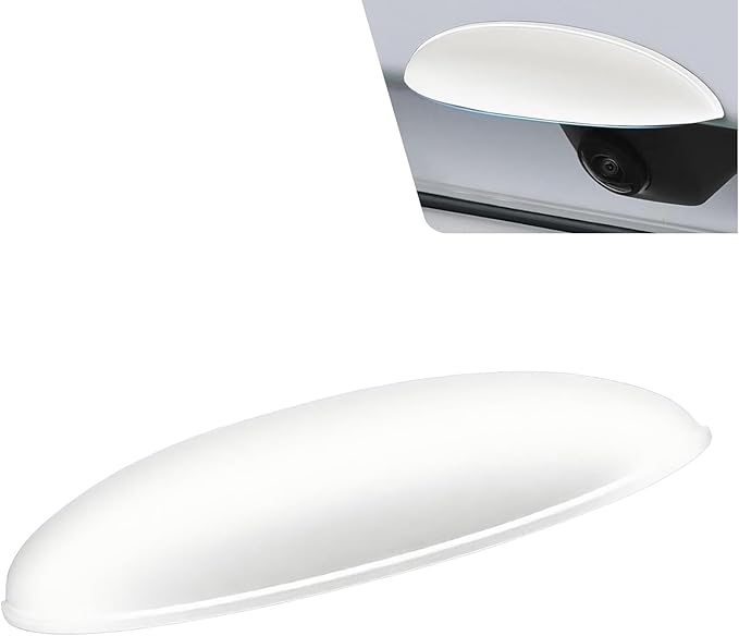 Car Rear View Camera Cover, Waterproof Anti-Rain Shield for Unobstructed View, ABS Wider Anti-Glare Reversing Cam Protector, Self-Adhesive Backup Lens Guard for Cars (White)