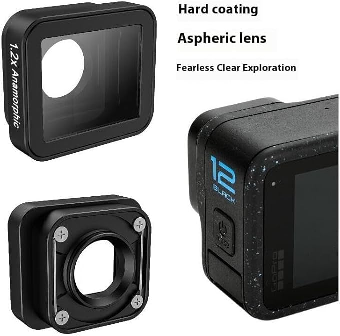 1.2X Anamorphic Lens/Movie Lens for Gopro Hero 13 12 11/11 MINI 10 9 Black,Magnetic Design HD Optical Lens, Widescreen Cinematic Effect,with Blue Flare,Vlog Shooting