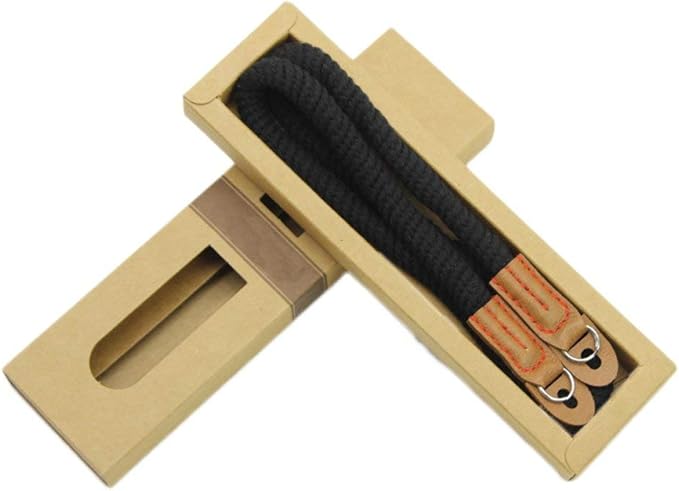 MINI GAGA Vintage Handmade Leather Rope Camera Neck Strap for Micro Single and DSLR Camera Short Black