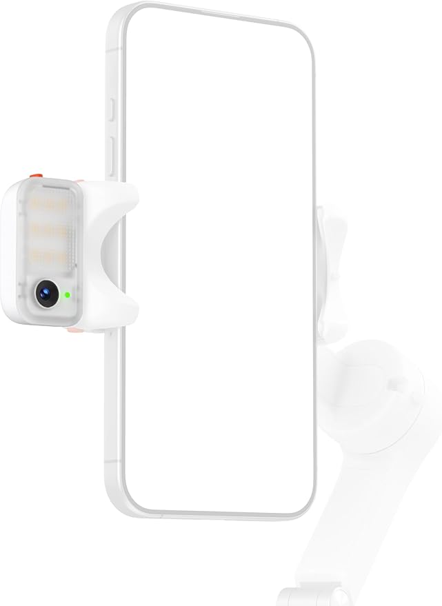 Hohem AI Tracking Sensor with 3-Color Magnetic Fill Light, AI Tracker Compatible with iSteady V3, Cool/Warm/Neutral Light Mode, Smartphone Gimbal Stabilizer Accessories, MTK-L03, White