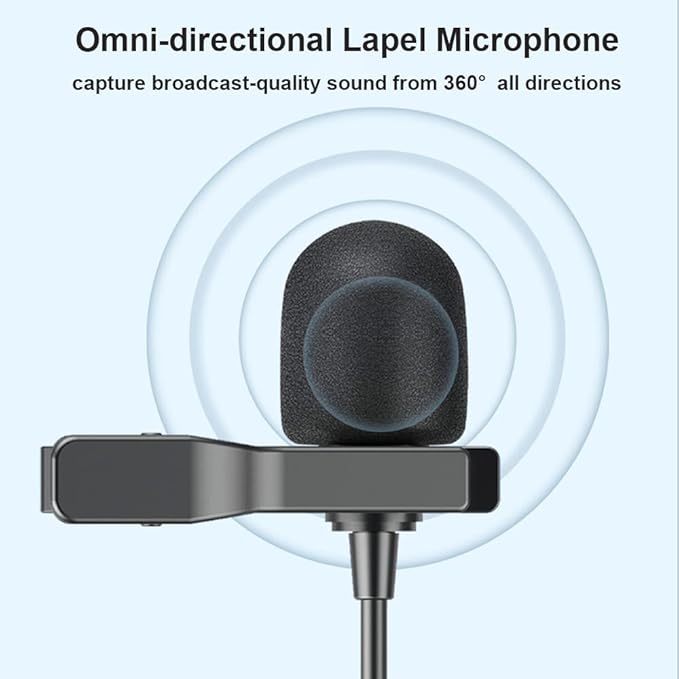 BOYA by-M1 Pro II Universal Clip-on Microphone Omni-Directional Condenser Lapel Mic 3.5mm TRRS Plug 6M Long Cable Plug-and-Play for Smartphone Camera Camcorder Audio Recorder Computer