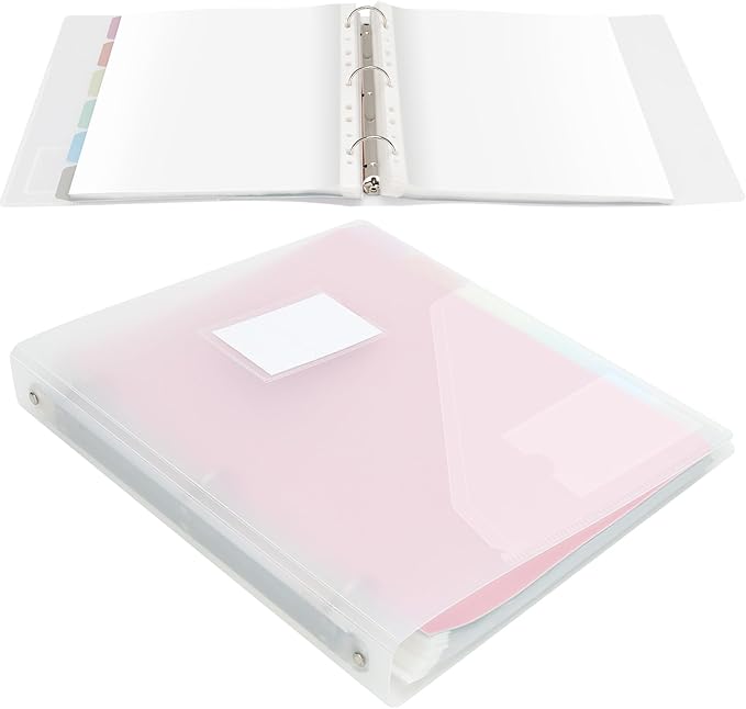Uquelic 80-Pocket Clear Binder with Plastic Sleeves for Letter/A4 Size(11" x 8.5"), Document Binder Organizer for Papers, Certificates and Artwork, Macaron PP Divider Pages for Presentation