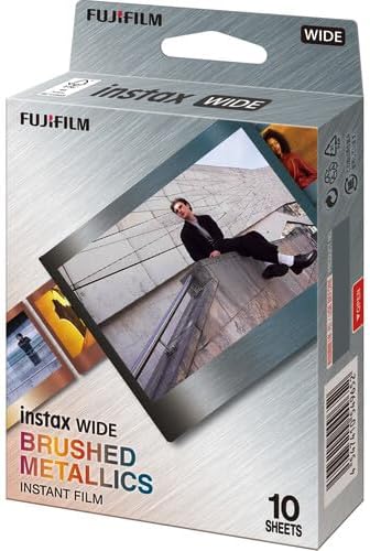 FUJIFILM INSTAX Wide Brushed Metallics Instant Film Bundle – 20 Exposures + Album, Photo Frames & BluebirdSales Cleaning Cloth