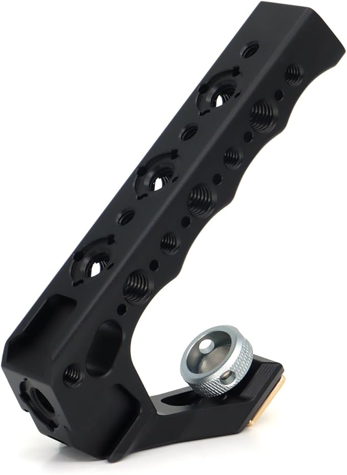 SZJELEN Top Handle Camera Grip with Cold Shoe Base for DSLR Camera Cage, with 3 Cold Shoe Adapters to Mount DSLR Camera with Microphone/LED Light/Monitor (Black with Cold Shoe Base)