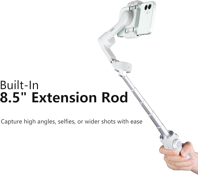 FeiyuTech VB4 3-Axis Phone Gimbal Stabilizer for iPhone & Android, Foldable Portable Smartphone Gimbal with Tripod & Extension Rod for Vlogging, TikTok, YouTube, Travel