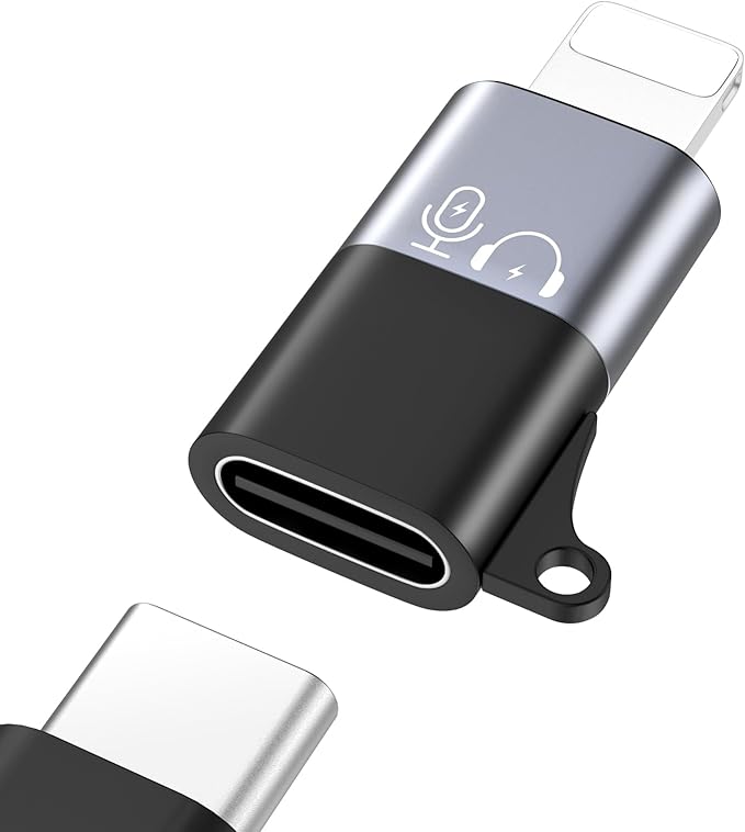 MoKo for DJI Mic Mini USB C to Lighting Mobile Phone Adapter - Lightning to USB-C Audio Adapter for iPhone 14/13/12/11/Apple EarPods/Wireless Mic Receiver/Mobile Phone, Support Charging -1 Pack