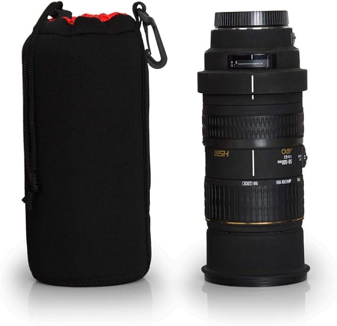 Deco Photo X-Large XL Neoprene Lens Bag Protective Water and Weather Resistant Shock Drop and Scratch Armor Pouch Sleeve Case with Plush Interior, Black
