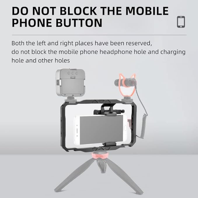 Universal Phone Video Rig Kit Compatible with iPhone 14 13 Pro Max Wooden Side Handle Grip for Ring Light Bracket Tripod Phone Holder Vlog