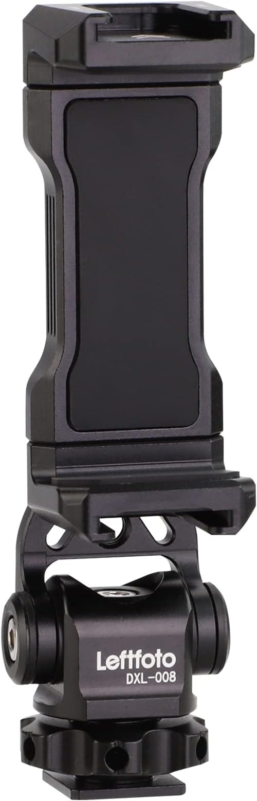 LEFTFOTO Multifunctional Universal Aluminum Phone Mount Adapter,Phone Tripod Mount with Cold Shoe & 1/4" Thread,Phone Holder Fit for Smartphone, iPhone, Cell Phone