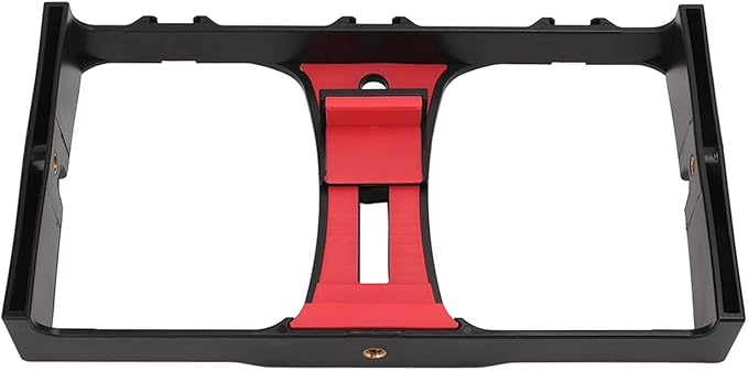 BRRNOO Smartphone Video Rig, Filmmaking Cage Camera Rig ABS Portable Handheld Smartphone Video Stabilizer Phone Camera Cage for Livestreaming Vlog (Red)
