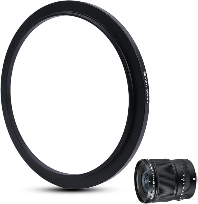 Metal Step Up Ring Filter Adapter - 86mm to 95mm - Metal Ring Step Up Rings Adapter Filter Compatible with All 95mm UV, CPL, ND, Lens Hood, Threaded Lens ect