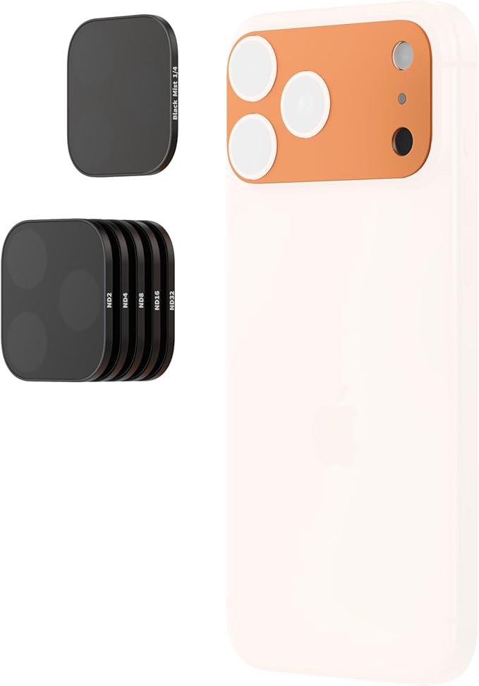 SmallRig Square ND & Black Mist Filter Kit for iPhone 17 Pro, Magnetic Lens Filters with Base Mount, Black Mist Diffusion 1/4 Filter/ND2/ND4/ ND8/ND16/ND32, 6 Pack, Orange- 6072
