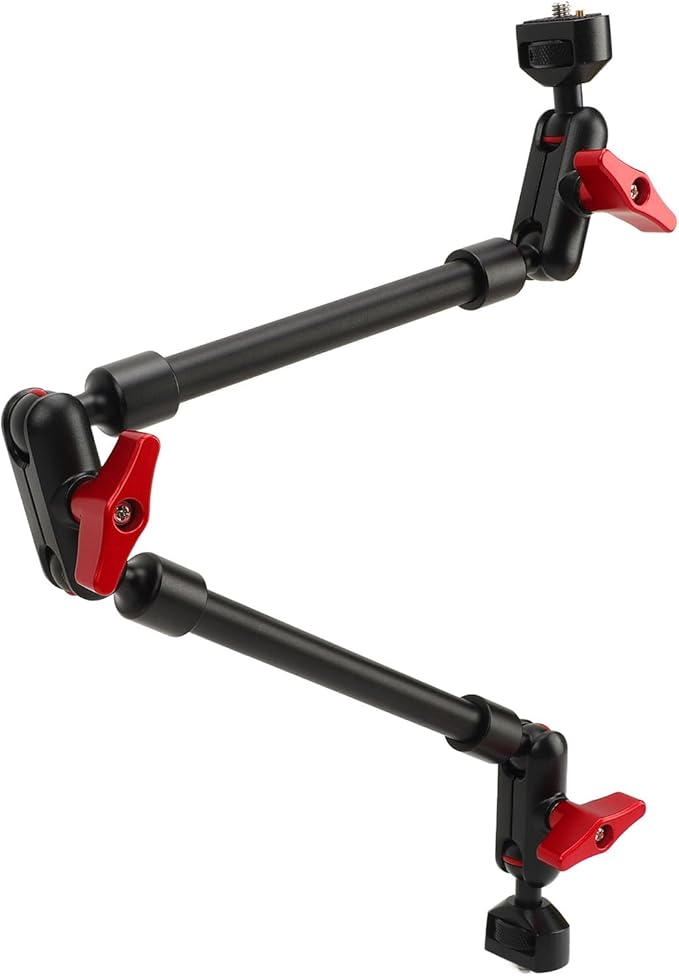 Yunseity Articulating Magic Arm 22 Inch, 360° Adjustable Magic Arm Super Clamp with 180° Ballhead, Magic Arm Camera Mount 1/4 Screw Double Ball Head Adapter for LED Light, Mic, Monitor