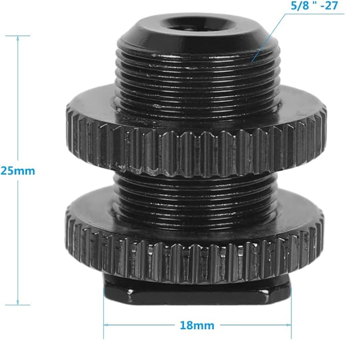CAMVATE 5/8"-27 Male Threaded Cold Shoe Adapter to Hot Shoe for Microphone Mic Mount - 0953