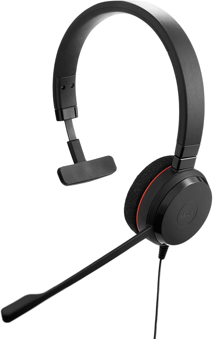Jabra Evolve 20 Wired Headset (2025 Edition) - Single-Ear Set for Office and Work from Home - Call Control - Certified for MS Teams - USB-C/A Connectivity - Black