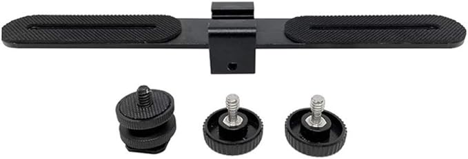 Walway Straight Triple Head Bracket Tripod Mount for 1/4 inches Screw DSLR Camera LED Light Flash Light Microphone and More, with Hot Shoe Socket