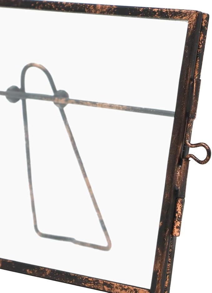 Isaac Jacobs 7x5, Antique Bronze, Vintage Style Brass and Glass, Metal Floating Picture Frame (Horizontal) with Locket Closure, for Photos, Art, More, Tabletop Display (7x5 Antique Bronze)