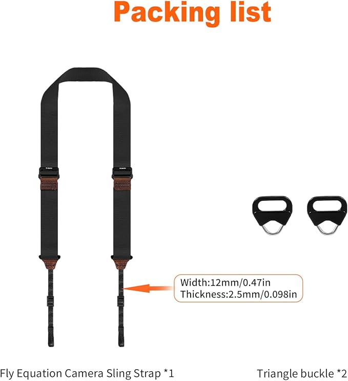 Camera Strap for Photographers, Adjustable Nylon Camera Shoulder Strap Crossbody with Leather Trim, 39-63 Inch(black)