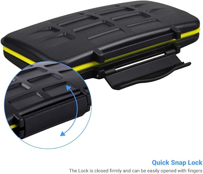 12 Slots SD Memory Card Case Storage, Water-Resistant Anti-Shock SD SDHC SDXC Card Holder Carrying Case with Carabiner