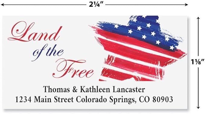 Colorful Images Patriotic Star Return Address Mailing Labels, Personalized in The USA with Names & Addresses, Set of 144 Self Adhesive, Easy Peel Flat Label Sheets, 1¼” x 1⅛”, 1 Design