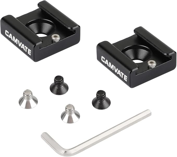 CAMVATE Cold Shoe Mount with 1/4''-20 Hole for Camera Flash Microphone Accessories(2 Pieces) - 0993