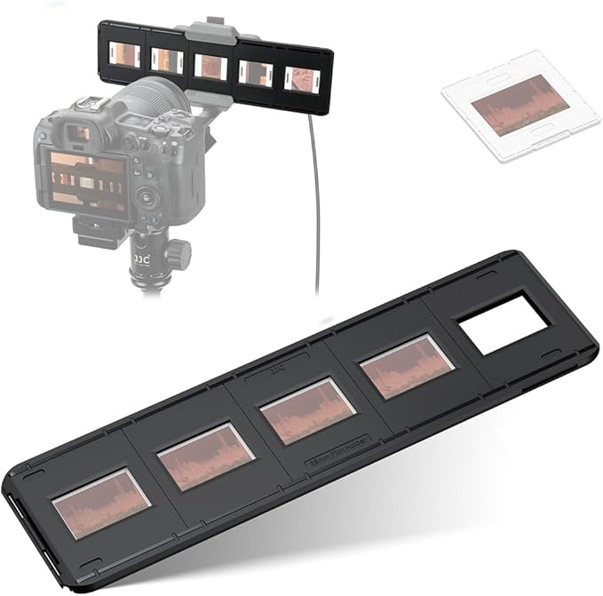 JJC Slide Mount Holder for 35mm Compatible with Film Scanners Copying Equipment, Holds 5 Negative Frames On Digitizing Adapter Set