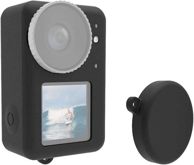 PULUZ Silicone Protective Case for DJI Osmo Action 5 Pro/4/3 with Lens Cap, Dust-Proof, Slim Durable Lightweight Rubber Soft Silicone Camera Protective Cover Accessories(Black)