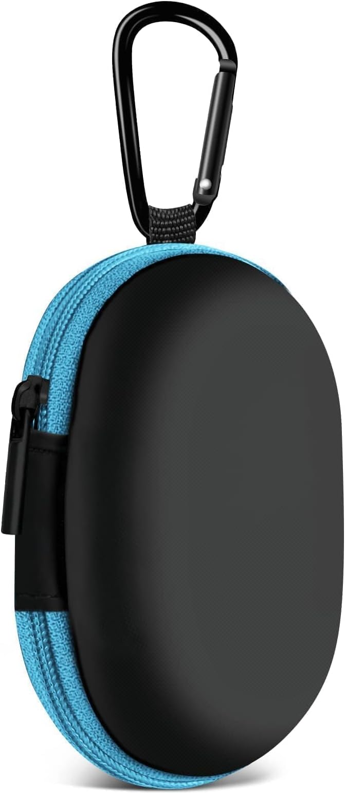 MOLOVA for Earbuds Carrying Case, Small Oval Storage Cases, Tech Pouch, Portable Storage Earbud Pouch Bag for Earbuds, in-Ear Headphones, Earphones, Headsets, Hearing Aids, USB Charging Cable, Blue