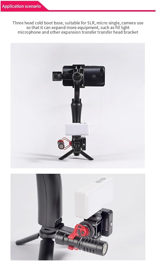 Aluminum Camera Cold Shoe Mount, Hot Shoe Extension Camera Flash Bracket for Light, Mic, with 1/4'' Tripod Screw (ST-001)