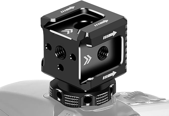 BGNing Triple Hot Shoe Mount Adapter Cold Shoe Extend Mount Monitor Holder Mic Fill Light Bracket 1/4 Arri Hole for Camera Cage Tripod Mount