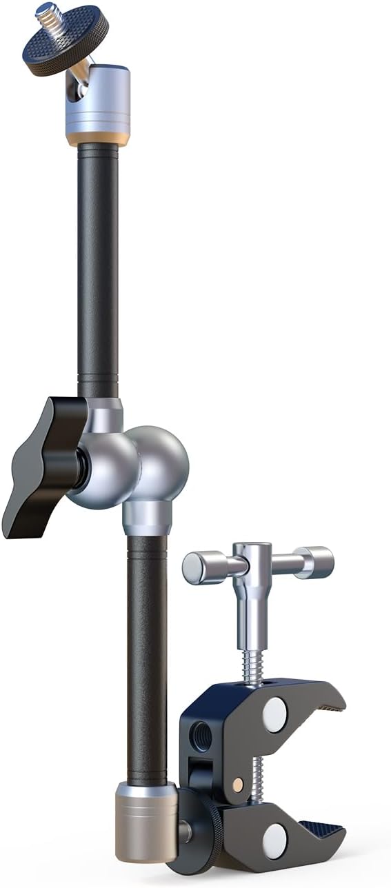 ATLI 11" Super Camera Clamp Mount Adjustable Magic Arm 1/4" and 3/8" Threads Compatible with Flash Led Light Monitor DSLR EON Camera