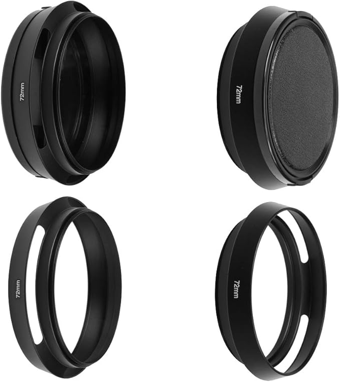 SIOTI 72mm Lens Hood, Oxidation Matte Anti Reflective Treatment, Aluminum Alloy, with 1 * 77mm Lens Cap, Compatible with Sony/Canon/Nikon/Fuji etc >40mm Camera Lens