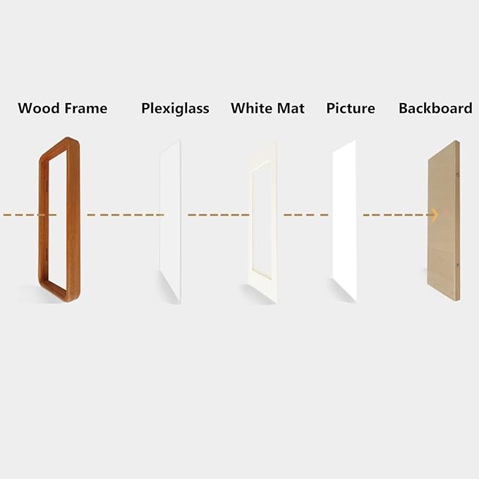 Natural Wood Photo Frames Inspired Tabletop Picture Frame with Mat, Vertical or Horizontal Display (Teak, 3x4 matted to 2x3)