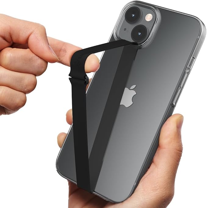 C-Shaped Clip Finger Phone Grip, Sinjimoru Silicone Cell Phone Strap for Phone Case with Clip as Phone Loop Holder for iPhone Case & Samsung Phone. Sinji Loop Clip Black 200