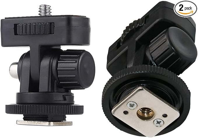 2 Pack Field Monitor Holder Quick Release Universal 1/4'' Screw Hot Shoe Mount Flash Bracket Cold Shoe Tilt 180 Degree Adjustable for Fill Light Video Shooting Tripod PTZ Live Microphone